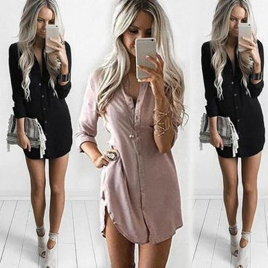 Damen Hemdkleid aus Viskose-Mischung mit tailliertem Schnitt und seitlichen Schlitzen Shop Nory