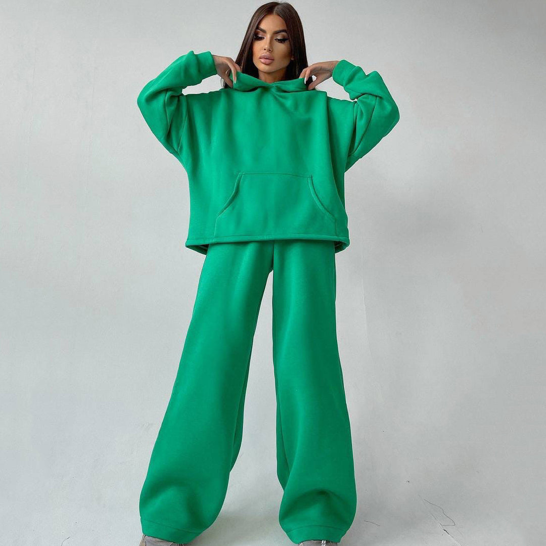 Damen zweiteiliges Lounge-Set mit sculpting High Waist Palazzohose und oversized Kapuzenhoodie Shop Nory