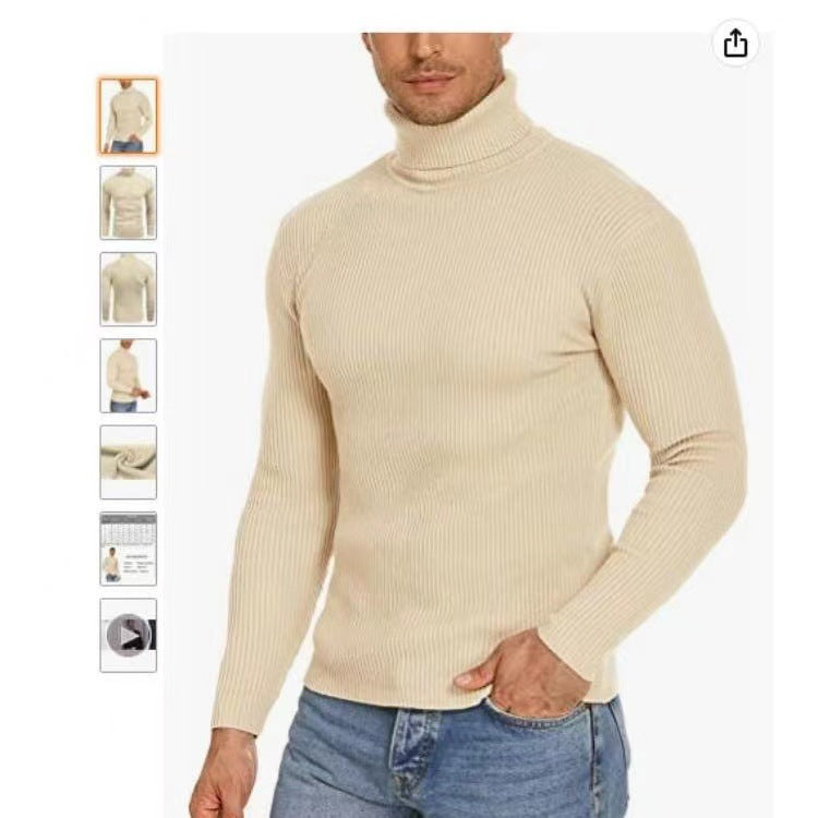 Herren Stehkragen Pullover aus ribbeltem Strick