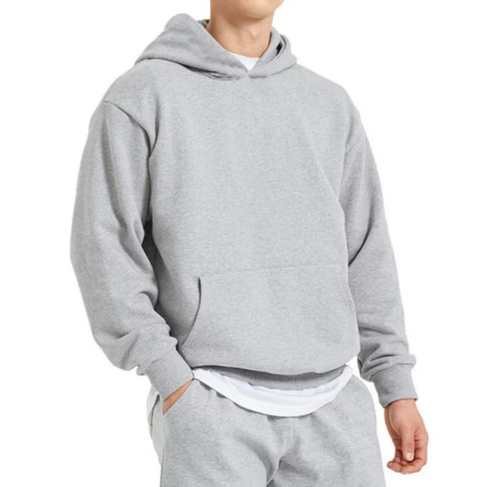 Herren nan schwerer Kapuzenpullover im Boxy-Cut mit Kängurutasche, geripptem Saum und angerauter Innenseite Shop Nory