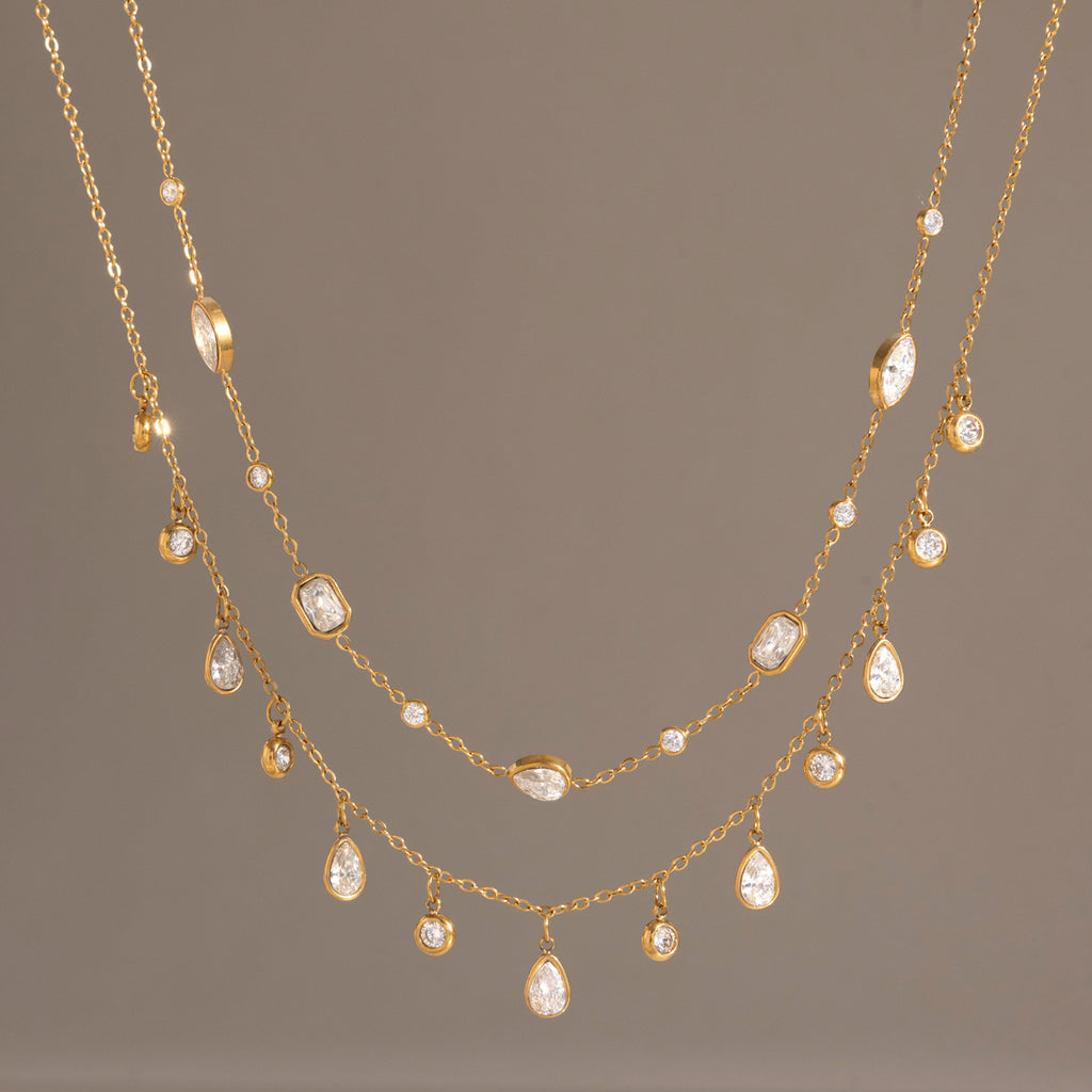 Damen Edelstahl Halskette mit funkelnden Kristalldetails Shop Nory