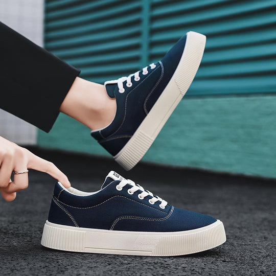 Unisex Leichter Canvas-Low-Top Sneaker mit dicker Plateau-Gummisohle Shopy Nory