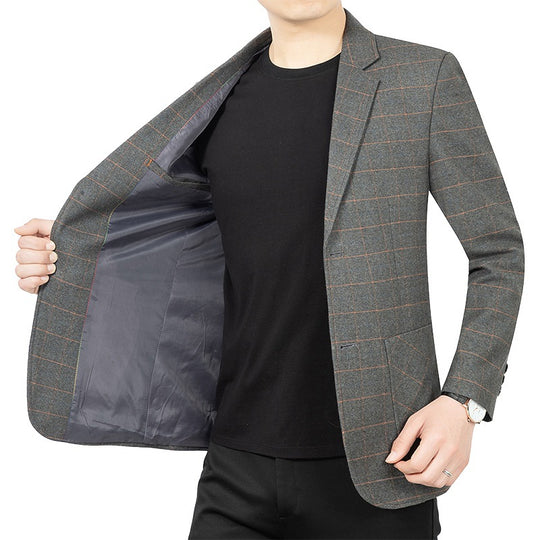 Herren Kariertes Slim-Fit Sakko aus Wollmischung Shop Nory
