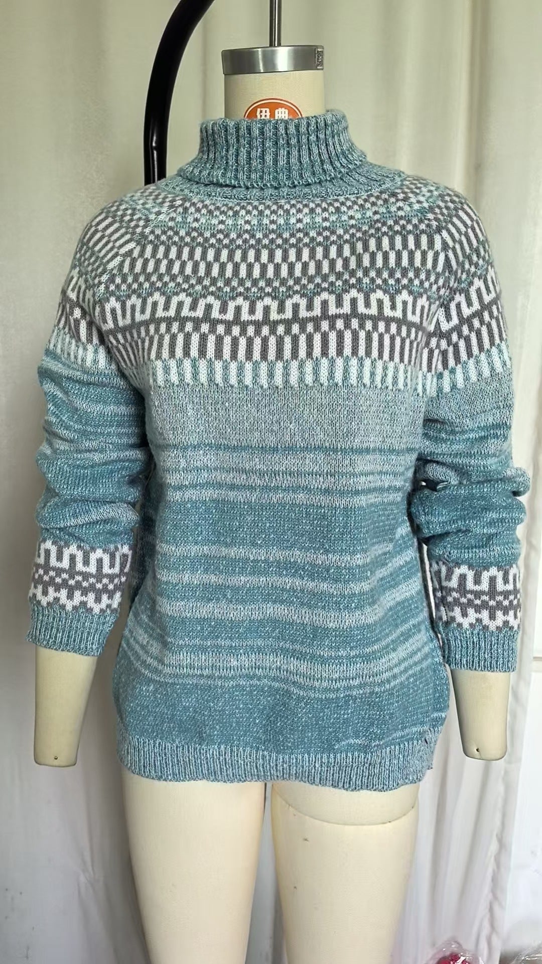 Damen nan kuscheliger Norweger-Strickpullover mit Stehkragen und Oversize-Passform Shop Nory