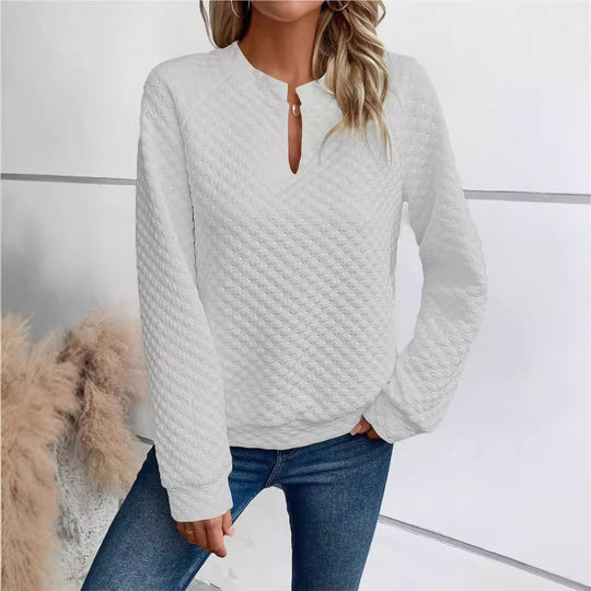 Damen Gesteppter Kuschel-Pullover mit Schlitzkragen Shop Nory