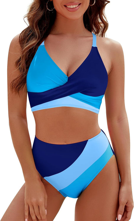 Damen Sportlicher Bikini-Set mit modernem Wickeldesign
