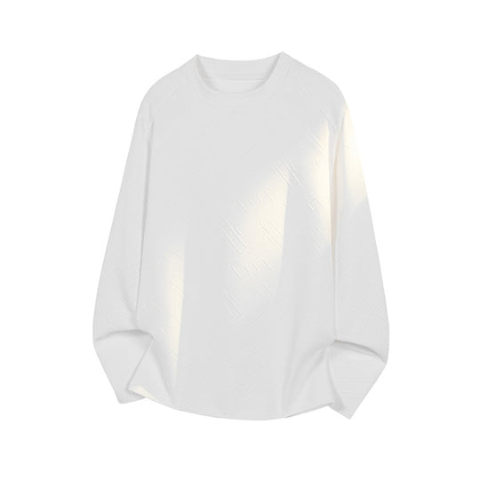 Herren Strukturiertes Langarmshirt mit Stehkragen und geometrischem Reliefmuster Shop Nory