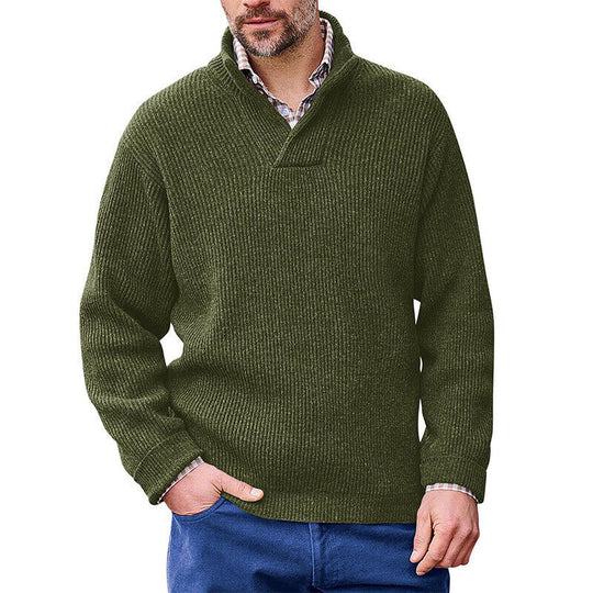 Herren Rippenstrick-Pullover mit Schalkragen und kurzem V-Ausschnitt Shop Nory