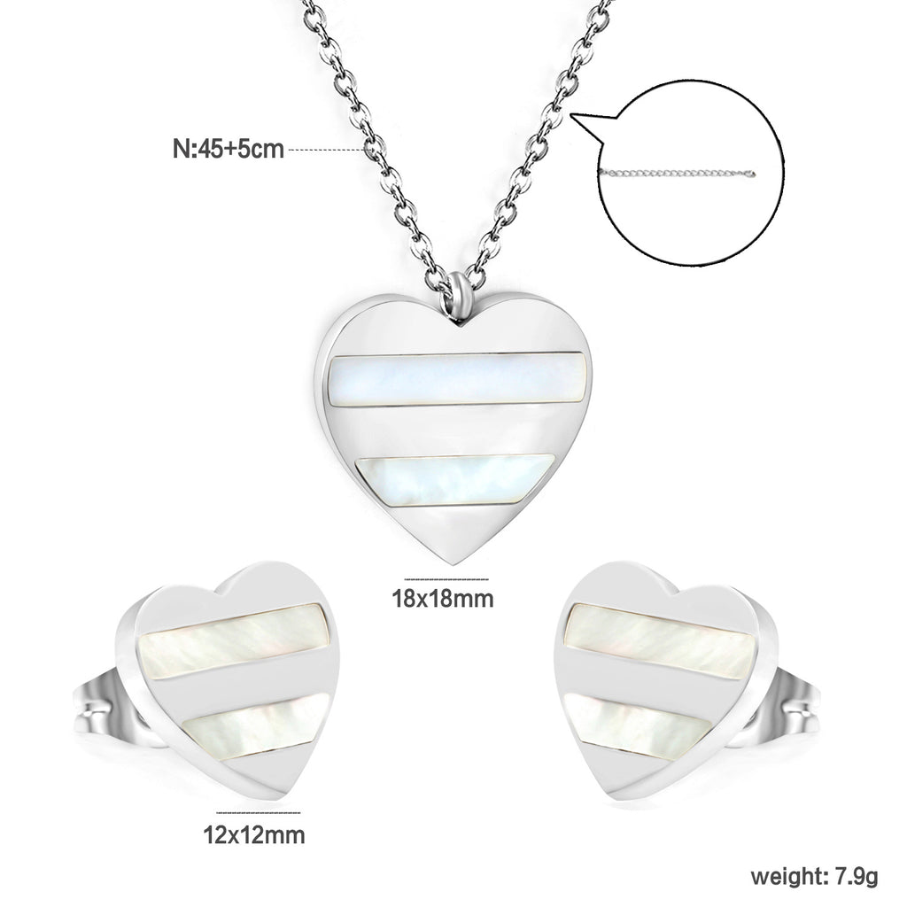 Damen Schmuckset mit Herzanhänger und passenden Ohrringen Shop Nory