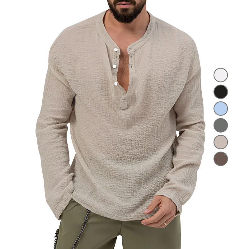 Herren Langarmshirt mit Knopfleiste Shopnory