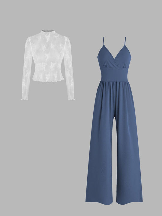 Damen elegantes und figurbetontes Jumpsuit-Set