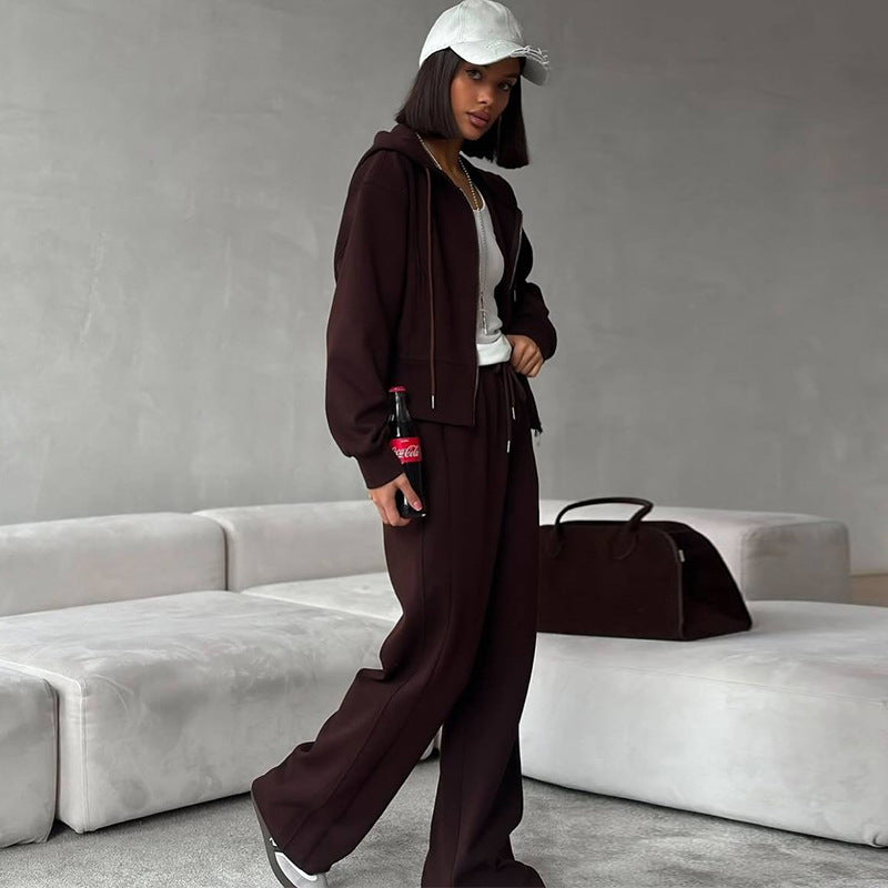 Damen lässiges Set aus cropped Hoodie und weitem Jogginghose