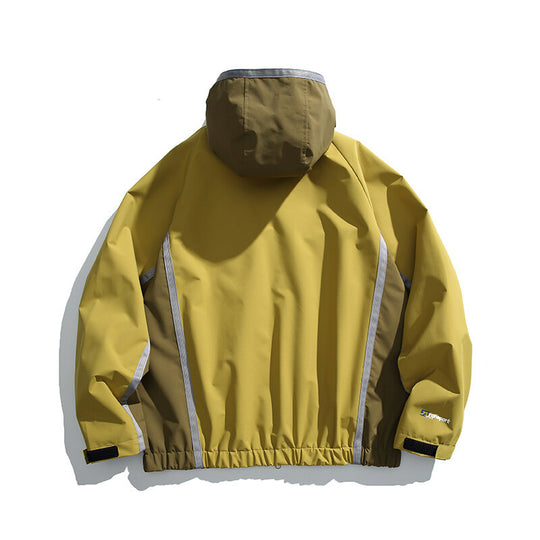Unisex Wasserabweisende technische Kapuzenjacke mit Reflektorpaspeln und elastischem Saum Shop Nory