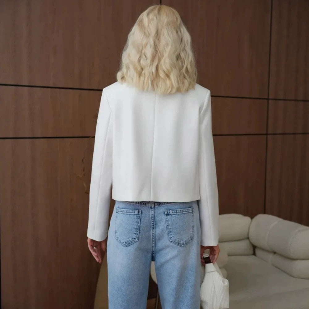 Damen Kurzblazer mit Mandarinkragen und dekorativen Knotenverschlüssen Shop Nory
