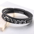 Herren Lederarmband mit geflochtenem Design und edlen Perlen Shop Nory