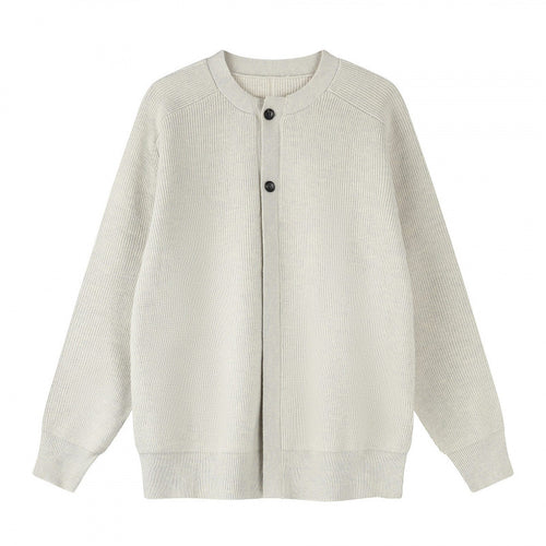 Unisex Boxiger Feinstrick-Cardigan mit Rundhals, Raglanärmeln und teilverdeckter Knopfleiste Shop Nory