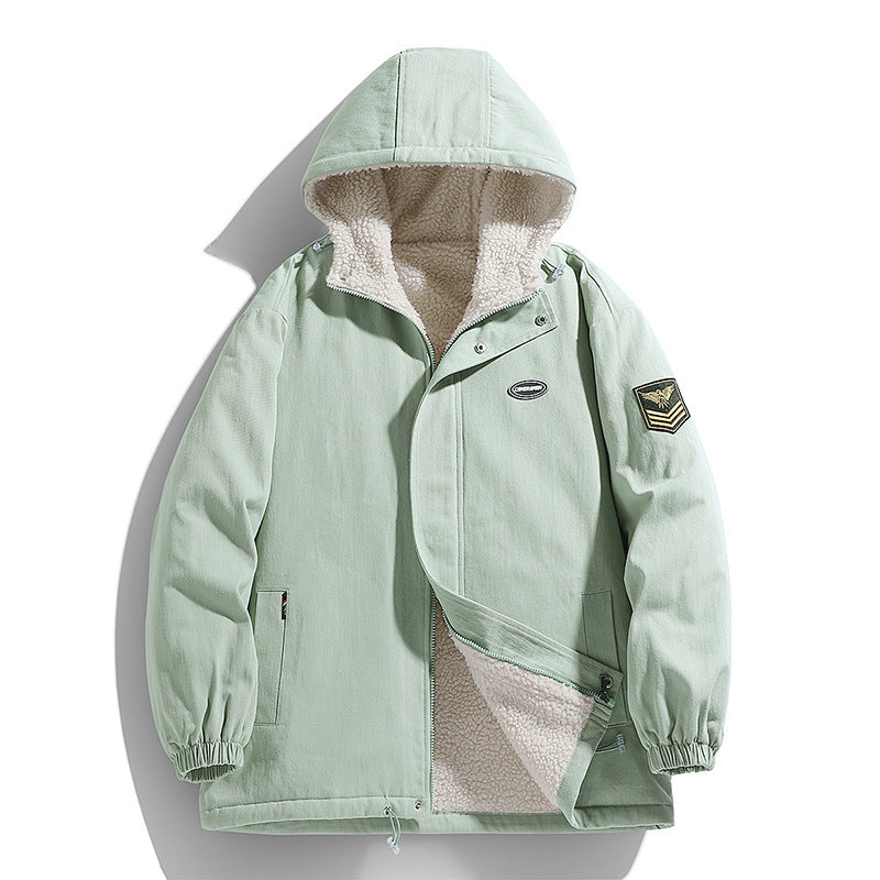 Herren Kapuzen-Canvasparka mit Teddyfleece-Innenfutter und Military‑Patch Shop Nory