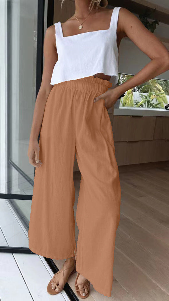 Damen Weite Sommerhose mit elastischem Bund und stilvollem Schnitt