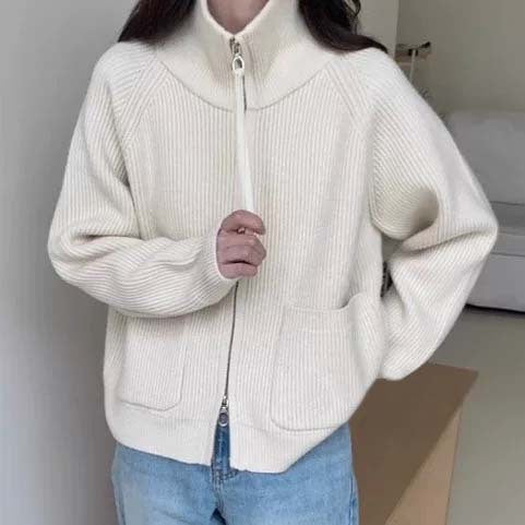 Damen Hochwertiger Strickjacke mit Reißverschluss Shop Nory
