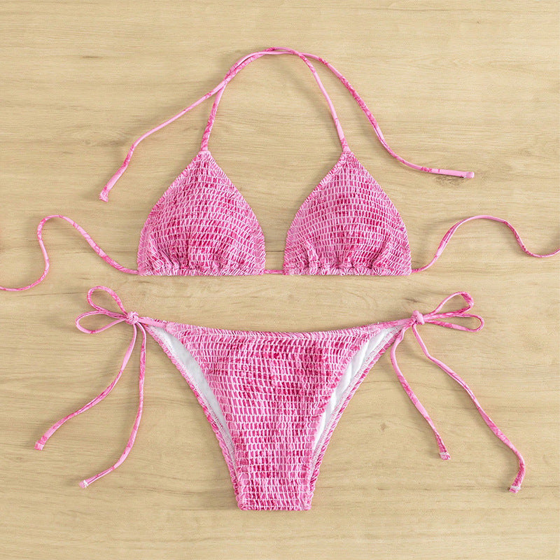Damen Triangel-Bikini-Set mit floralem Muster und verstellbaren Trägern Shopnory