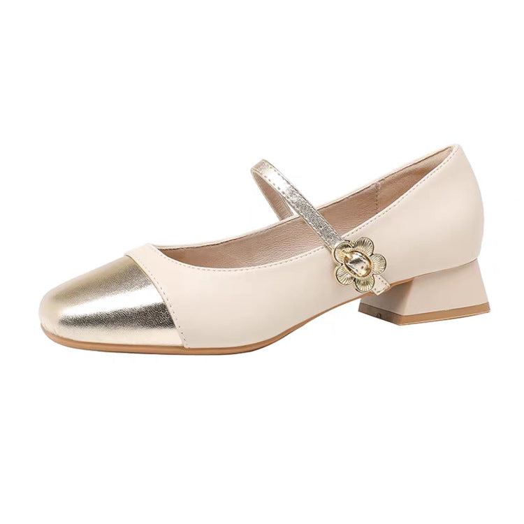 Damen elegante Ballerinas mit geschwungenem Riemen und glänzender Zehenkappe
