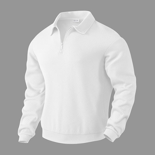 Herren nan strukturierter Troyer-Pullover mit Reißverschluss und Hemdkragen Shop Nory