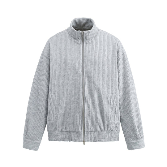 Herren Struktur-Boxy-Jacke mit Stehkragen und Zwei-Wege-Reißverschluss Shop Nory