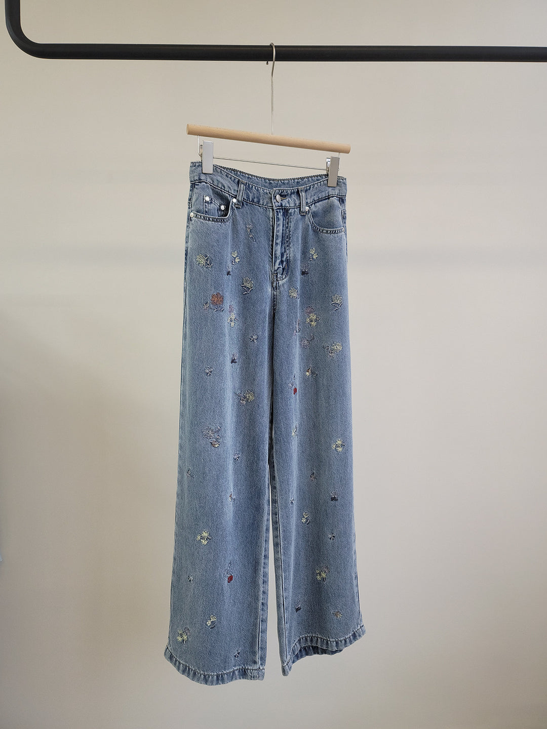 Frauen Bestickte Weite Jeanshose Shop Nory