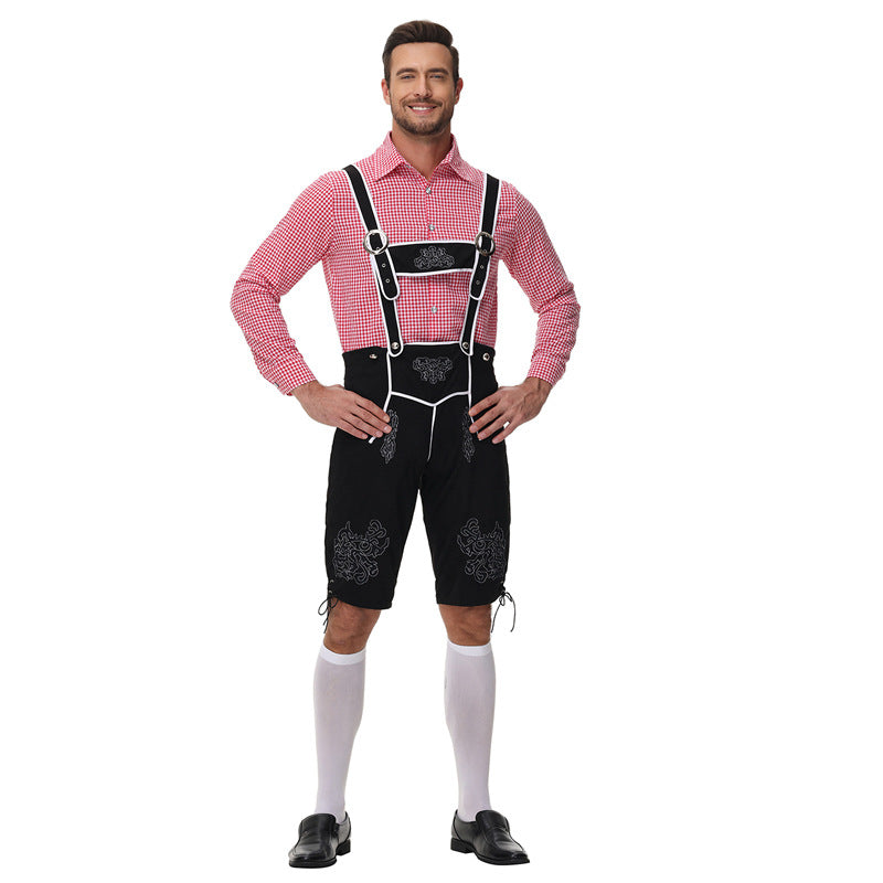 Herren nan traditionelle Trachtenlederhose mit Hosenträgern und Stickereien Shop Nory