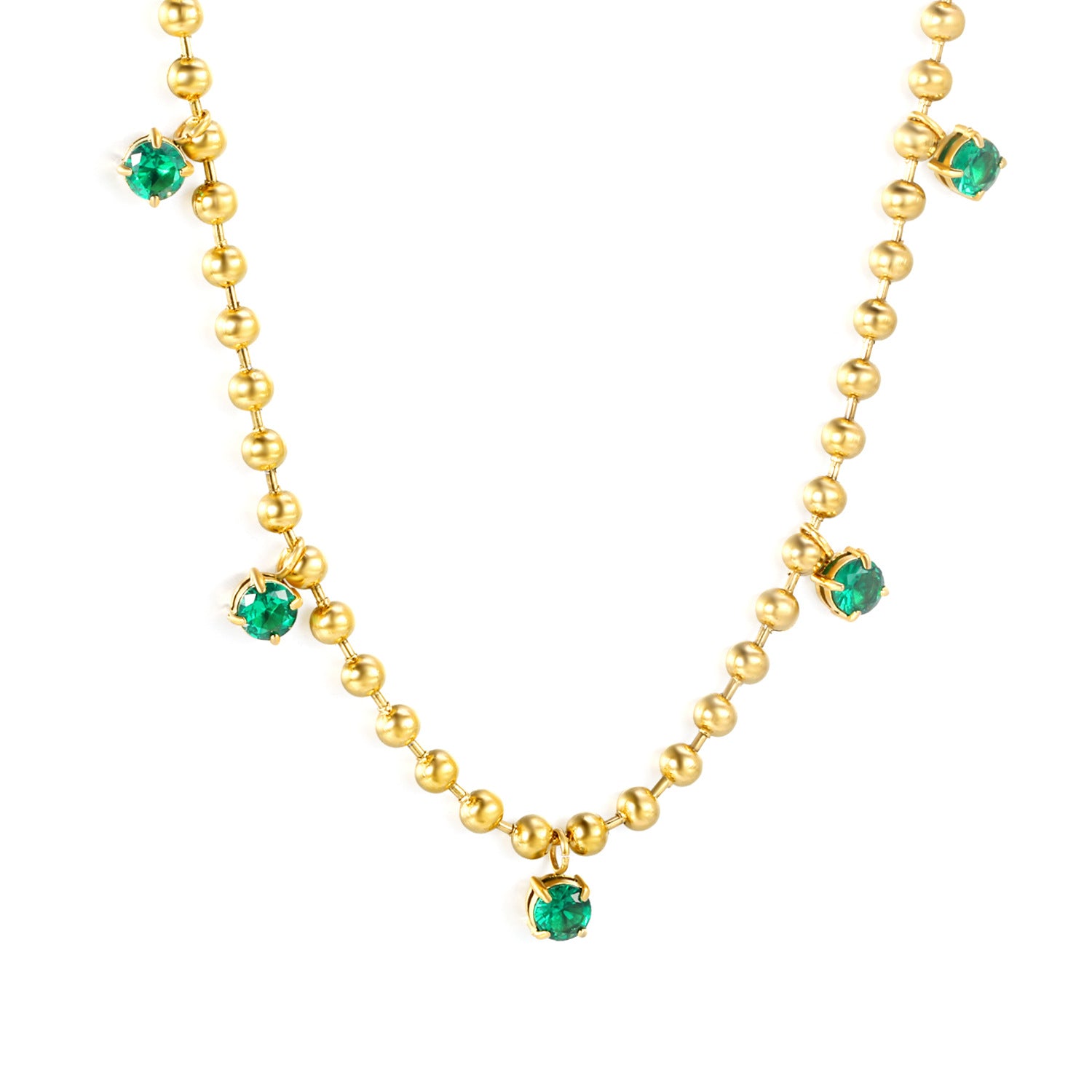 Damen elegante Halskette mit funkelnden Zirkonia und poliertem Goldfinish Shop Nory