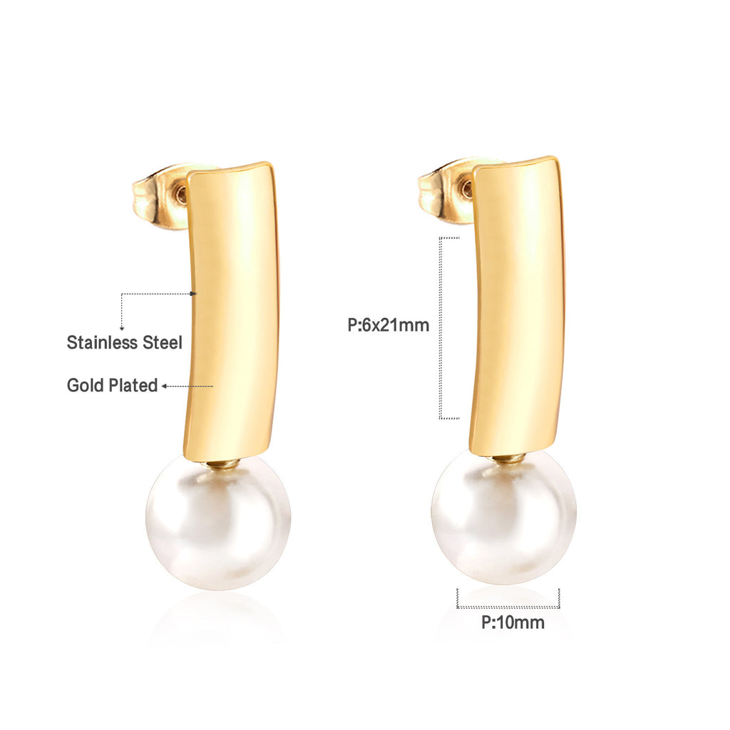 Damen Ohrhänger mit eleganter Goldbeschichtung und edler Perle Shop Nory