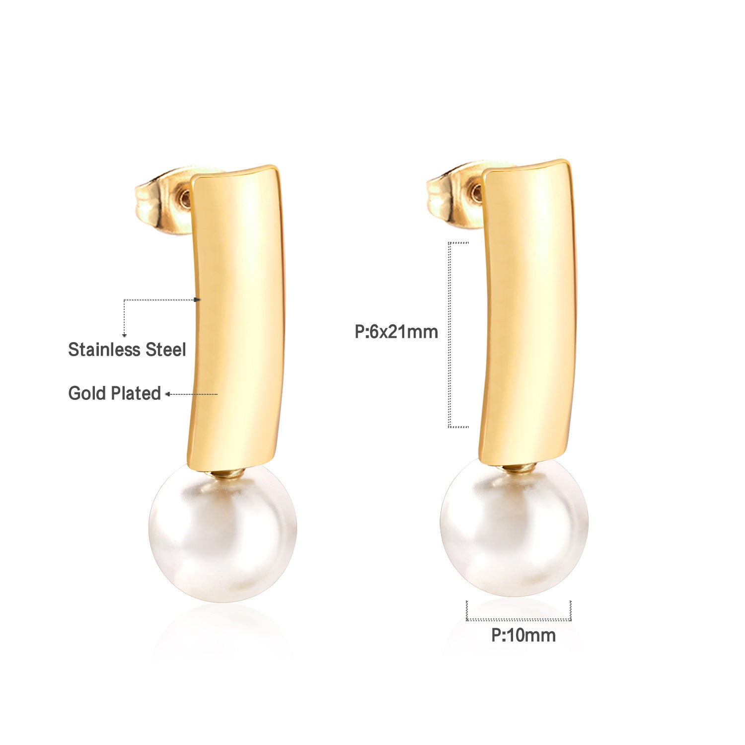 Damen Ohrhänger mit eleganter Goldbeschichtung und edler Perle Shop Nory