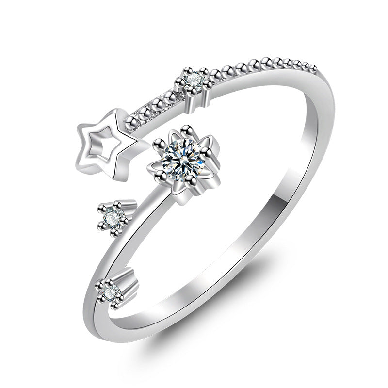 Damen Ring mit funkelndem Sternen-Design und eleganten Zirkonia-Shop Nory
