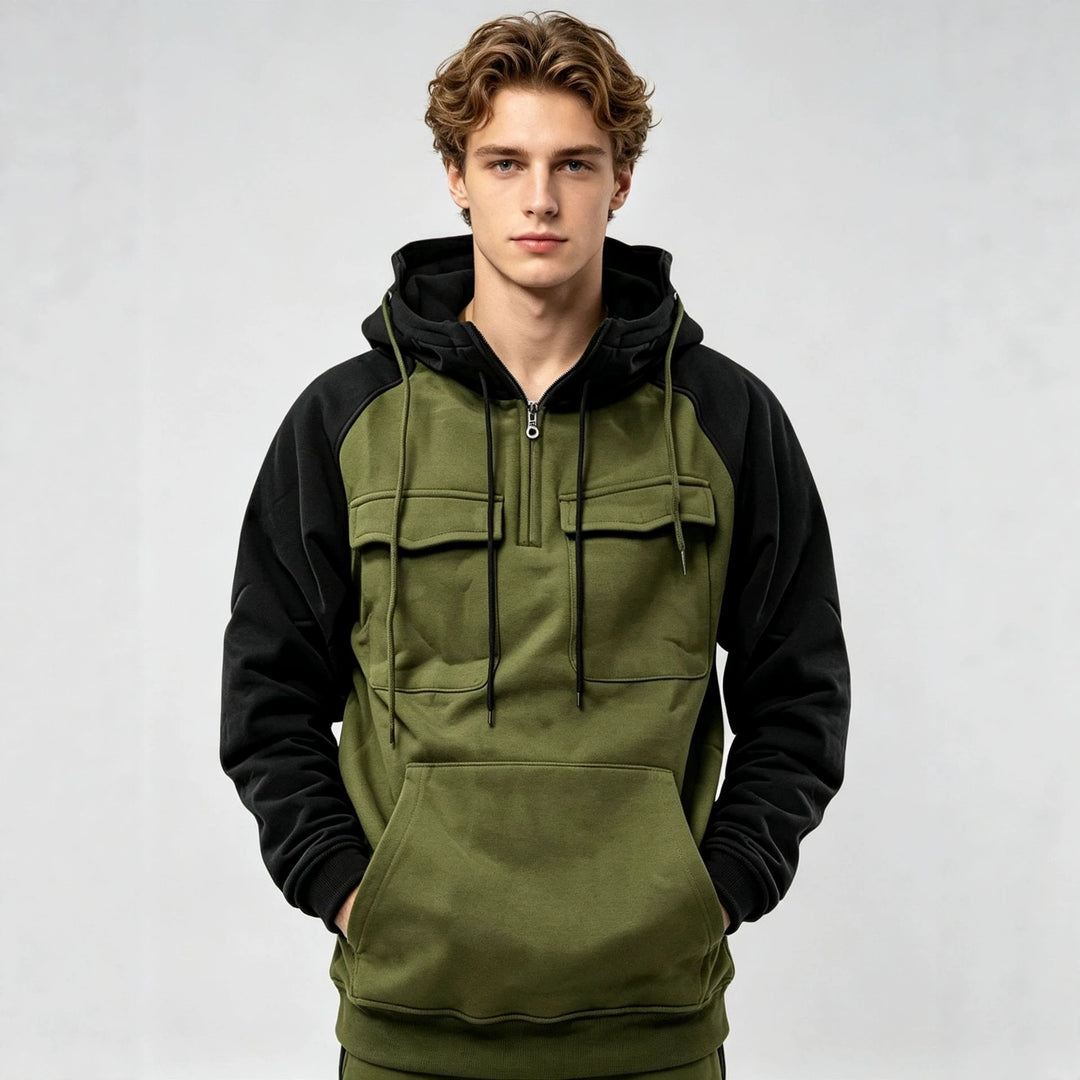 Herren Sportlicher Kapuzenpullover mit Funktionalen Taschen