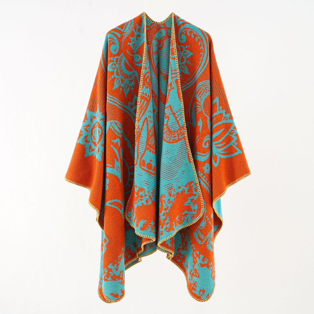 Damen Ornamentales Jacquard-Wickelcape mit weichem Fall Shop Nory