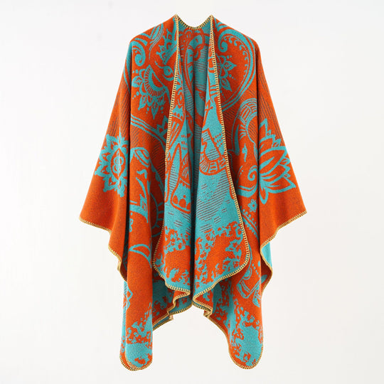 Damen Ornamentales Jacquard-Wickelcape mit weichem Fall Shop Nory