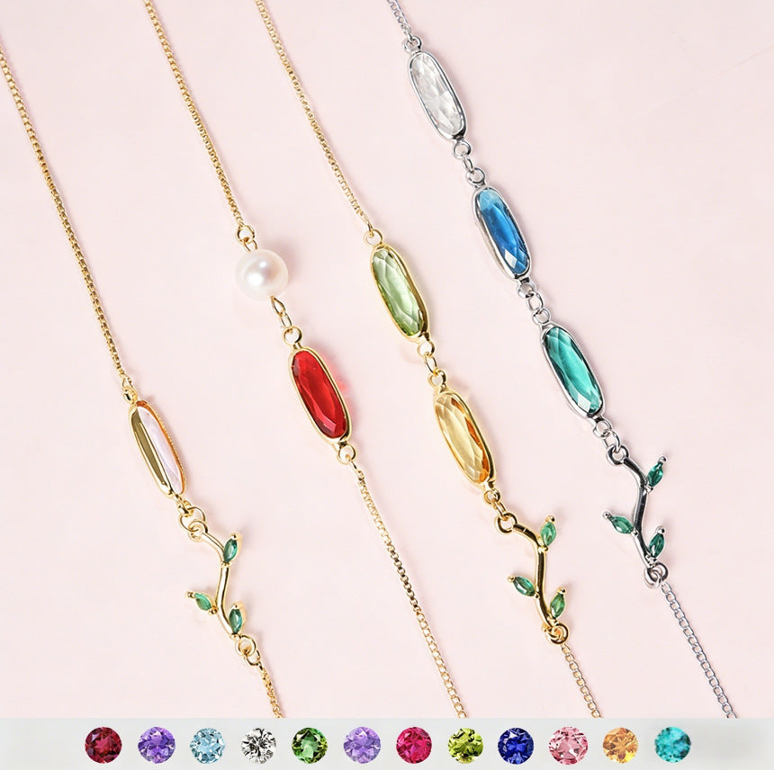 Damen elegante Halskette mit bunten Edelsteinen Shop Nory