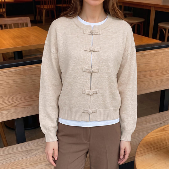 Damen Elegante Strickjacke mit Knopfdetails Shop Nory