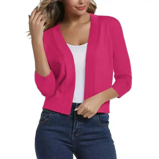 Damen nan offener Kurzcardigan mit dreiviertelärmeln und elastischem Saum Shop Nory