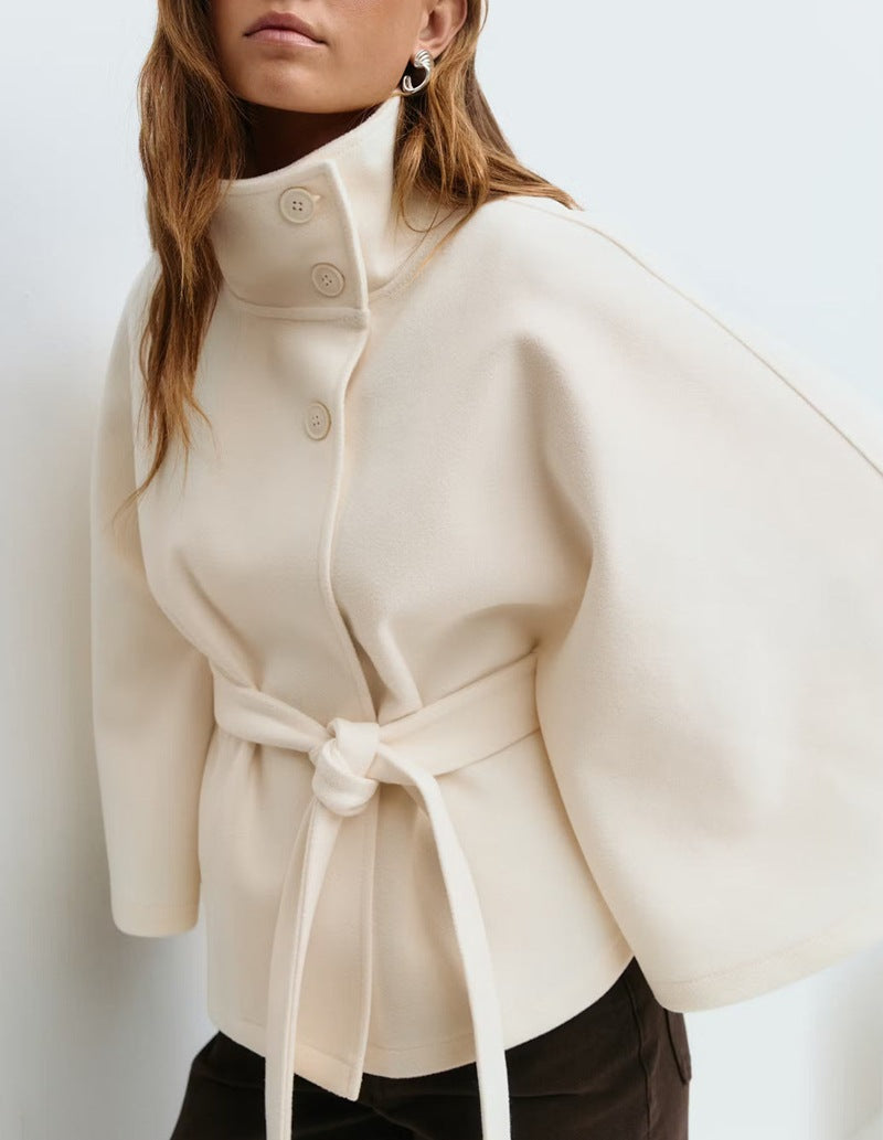 Damen Wickeljacke mit elegantem Stehkragen und weit geschnittenen Ärmeln ShopNory