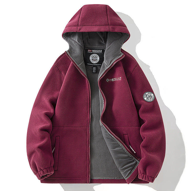 Damen Kapuzen-Fleecejacke mit Teddyfutter und durchgehendem Reißverschluss Shop Nory