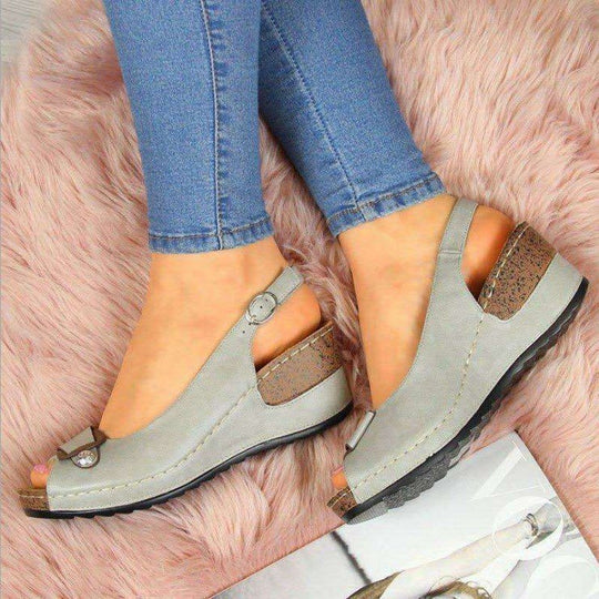 Damen Keil‑Slingback‑Sandalen mit gepolstertem Komfortfußbett und Zierschleife Shop Nory