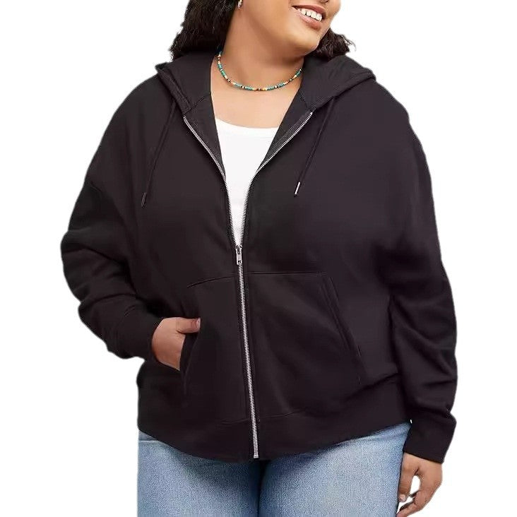 Damen nan Kapuzenjacke mit durchgehendem Reißverschluss, Kängurutasche und entspannter Passform Shop Nory