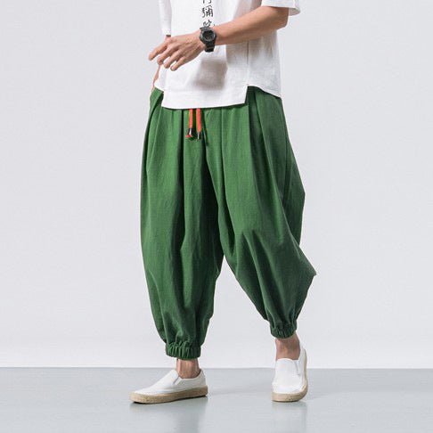 Herren ausgefallene Ballonhose im Haremstil mit Faltenwurf, elastischem Bund und Kordelzug Shop Nory