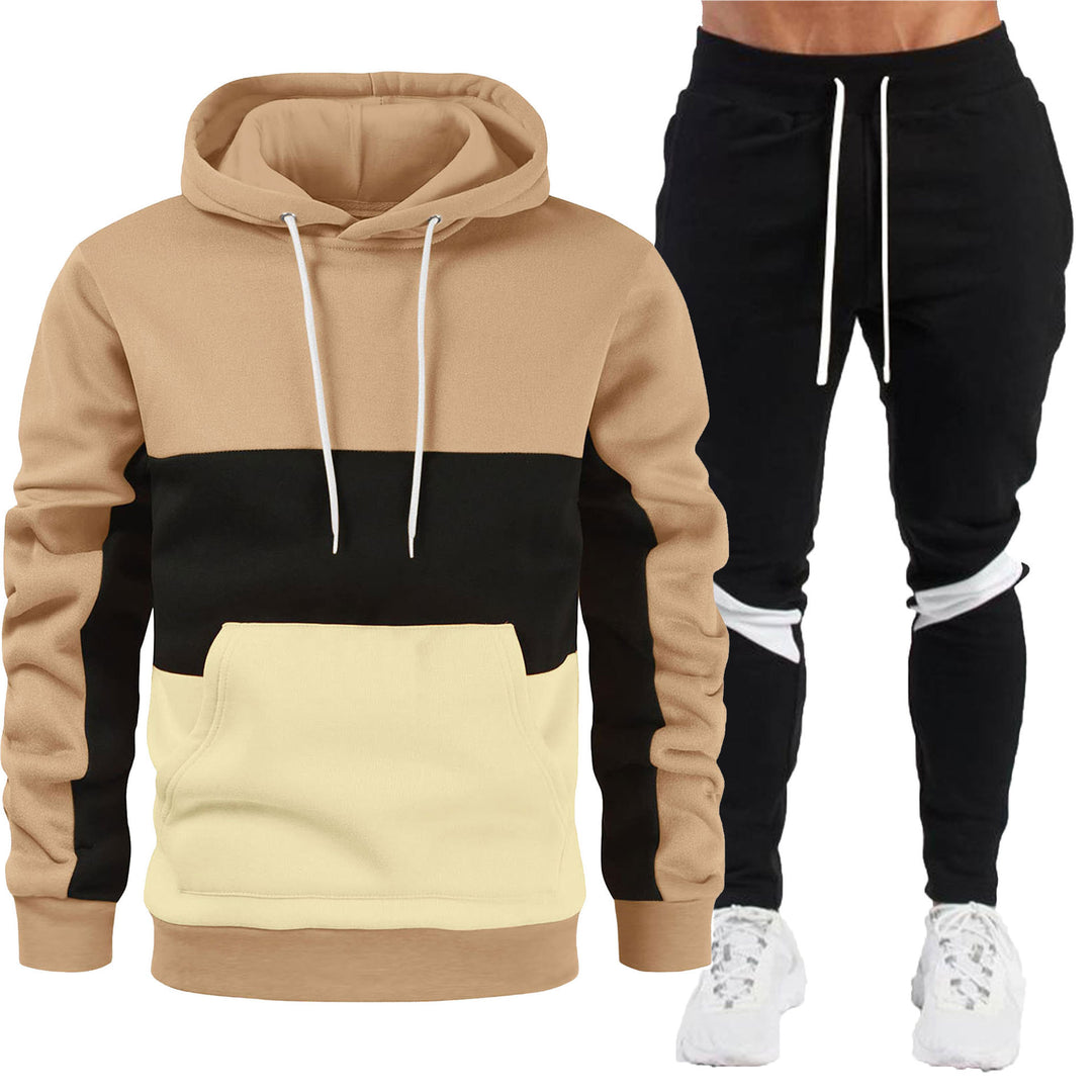 Herren nan sportives Hoodie- und Jogginghose-Set mit Kontrastblenden, Kängurutasche, elastischem Bund und schmal zulaufendem Bein Shop Nory