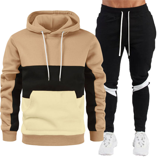 Herren nan sportives Hoodie- und Jogginghose-Set mit Kontrastblenden, Kängurutasche, elastischem Bund und schmal zulaufendem Bein Shop Nory