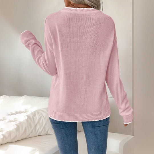 Damen Bequemer Pullover mit Schleifenmuster Shop Nory