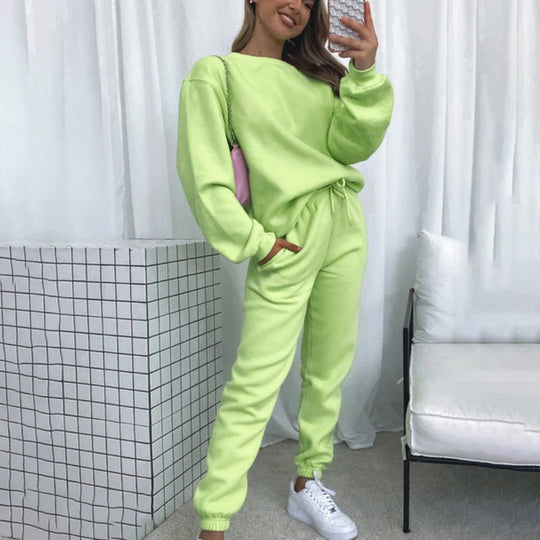 Jogginganzug Damen Sweatset aus Baumwollmix mit lockerem Schnitt