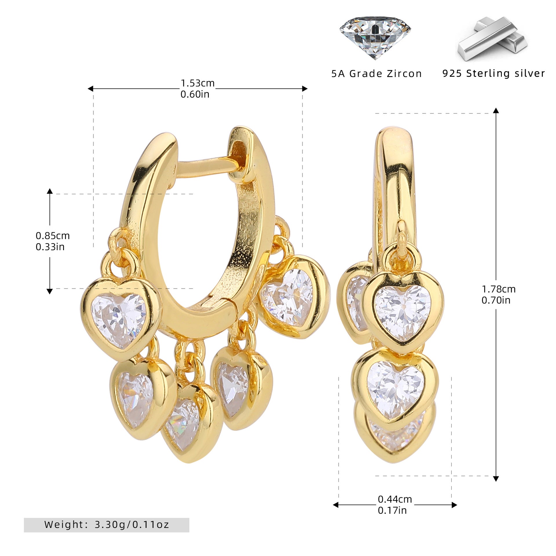 Damen Ohrhänger im verspielten Herzdesign aus 925 Sterling Silber Shop Nory