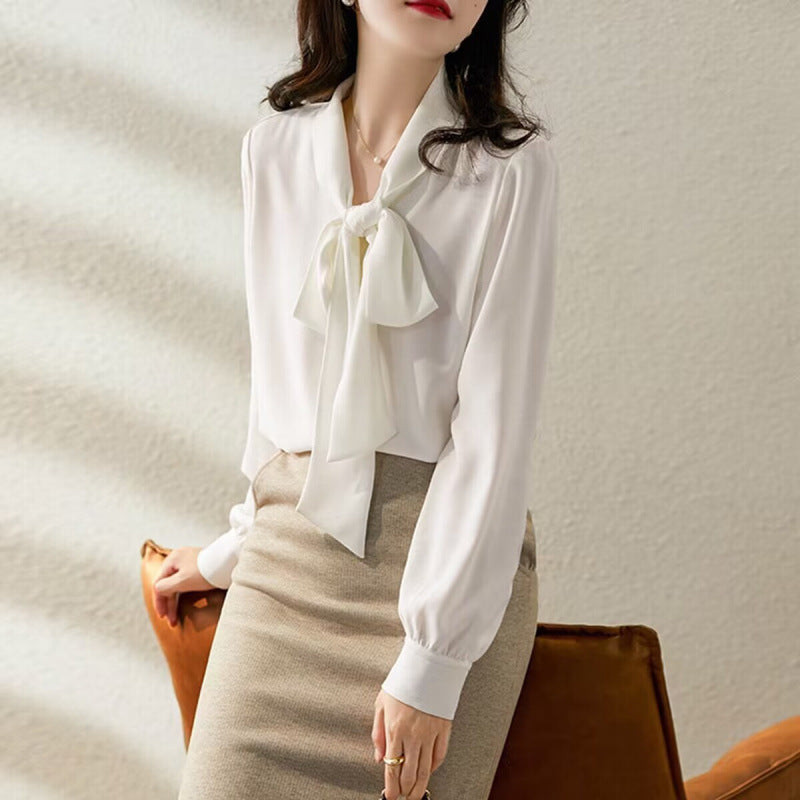 Damen Elegante Schleifenbluse